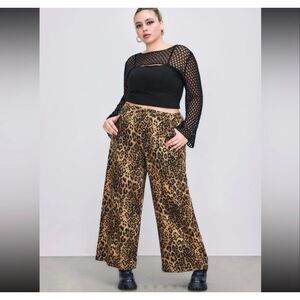 Cider Animal Leopard Wide Leg Pants Size Medium Nwt Baggy Oversized